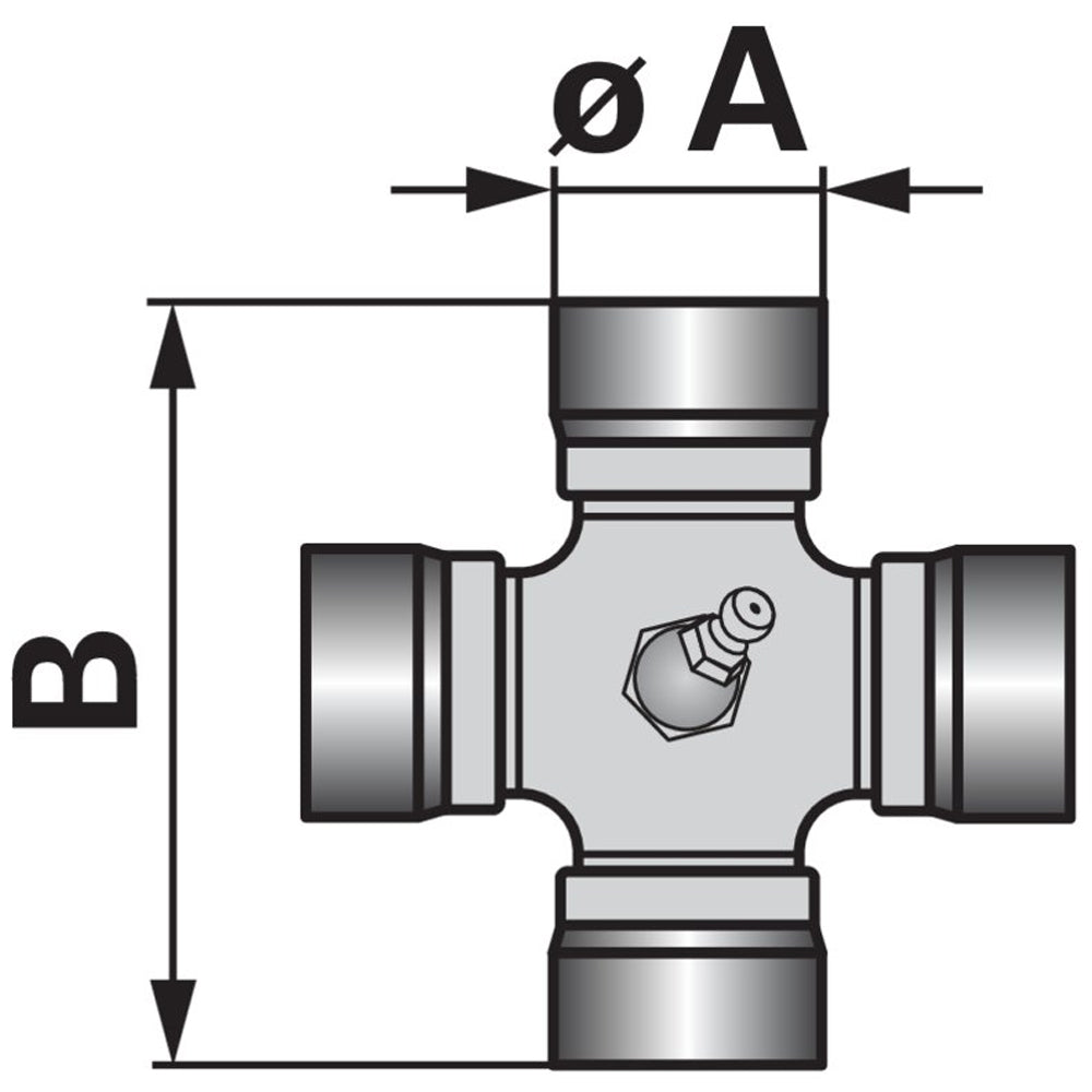 Croce cardanica AW35 32 x 76 mm con ingrassatore