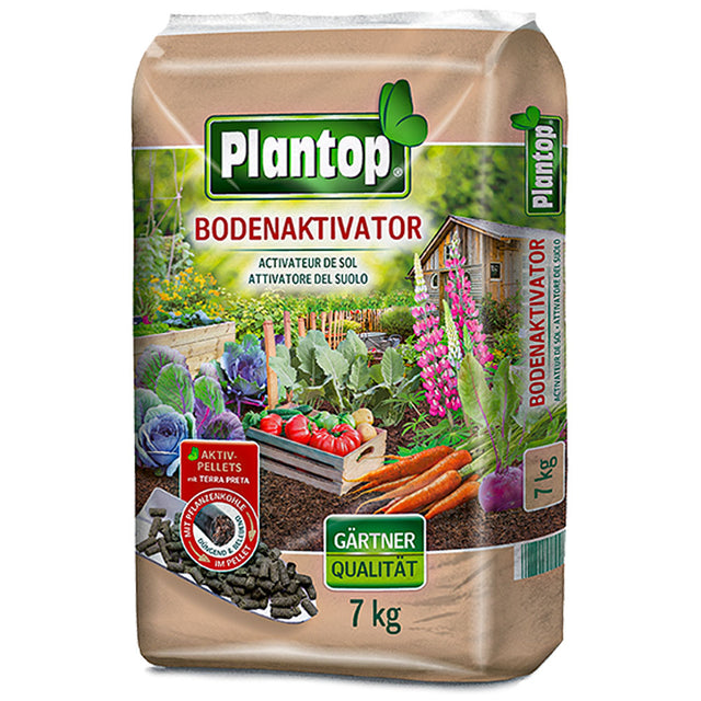 Plantop Bodenaktivator con Terra Preta fertilizzante organico in pellet da 7kg per migliorare la fertilità del suolo