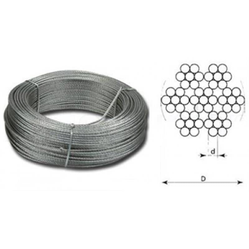 Fune in acciaio zincato 49 fili – 100m