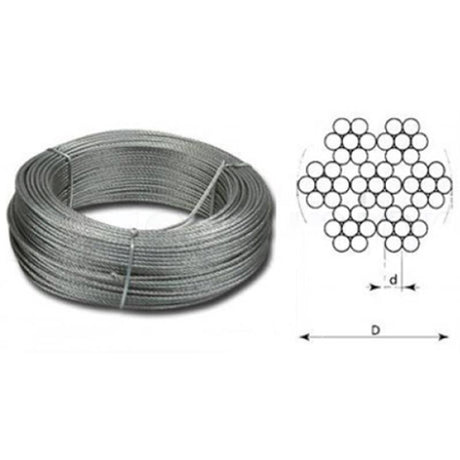 Fune in acciaio zincato 49 fili – 100m