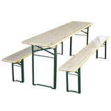 Set Birreria in Legno 220x70cm con Tavolo e Panche Pieghevoli