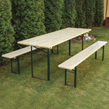 Set Birreria in Legno 220x70cm con Tavolo e Panche Pieghevoli