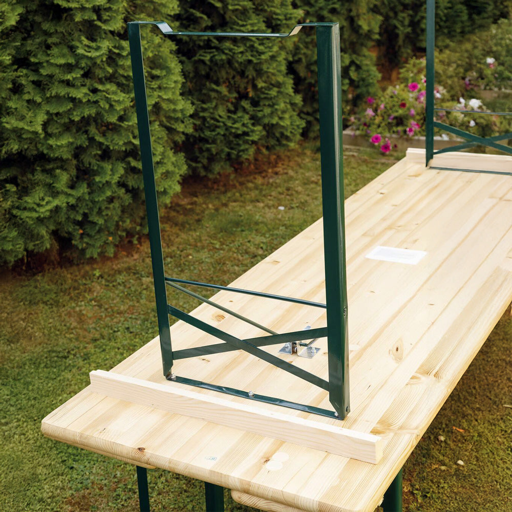 Set Birreria in Legno 220x70cm con Tavolo e Panche Pieghevoli