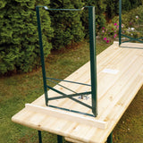 Set Birreria in Legno 220x70cm con Tavolo e Panche Pieghevoli