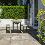 Set Birreria in Legno 220x70cm con Tavolo e Panche Pieghevoli