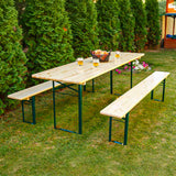 Set Birreria in Legno 220x70cm con Tavolo e Panche Pieghevoli