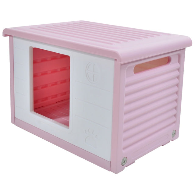 Casetta per Cani e Gatti Mod. Comfort Rosa in Plastica Resistente per Interno ed Esterno