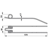 Dente per voltafieno grigio scuro compatibile con Deutz-Fahr 06231509