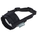 Museruola in nylon nero con chiusura a strappo e rete regolabile