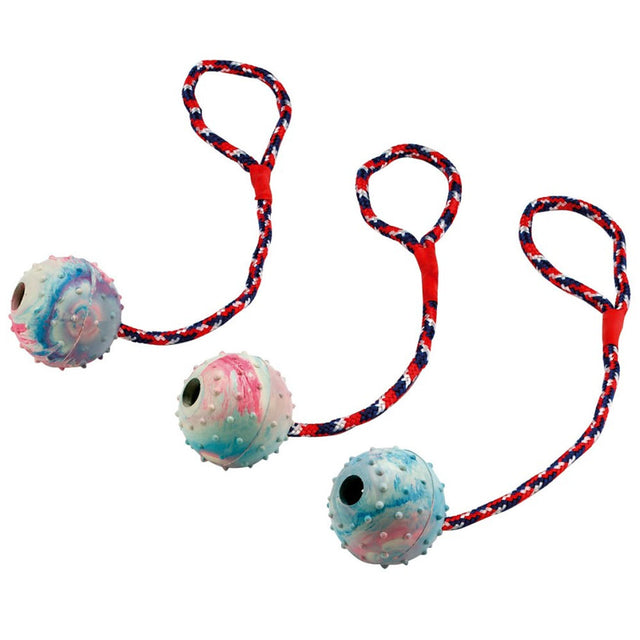 Palla da gioco con corda e campanella per cani