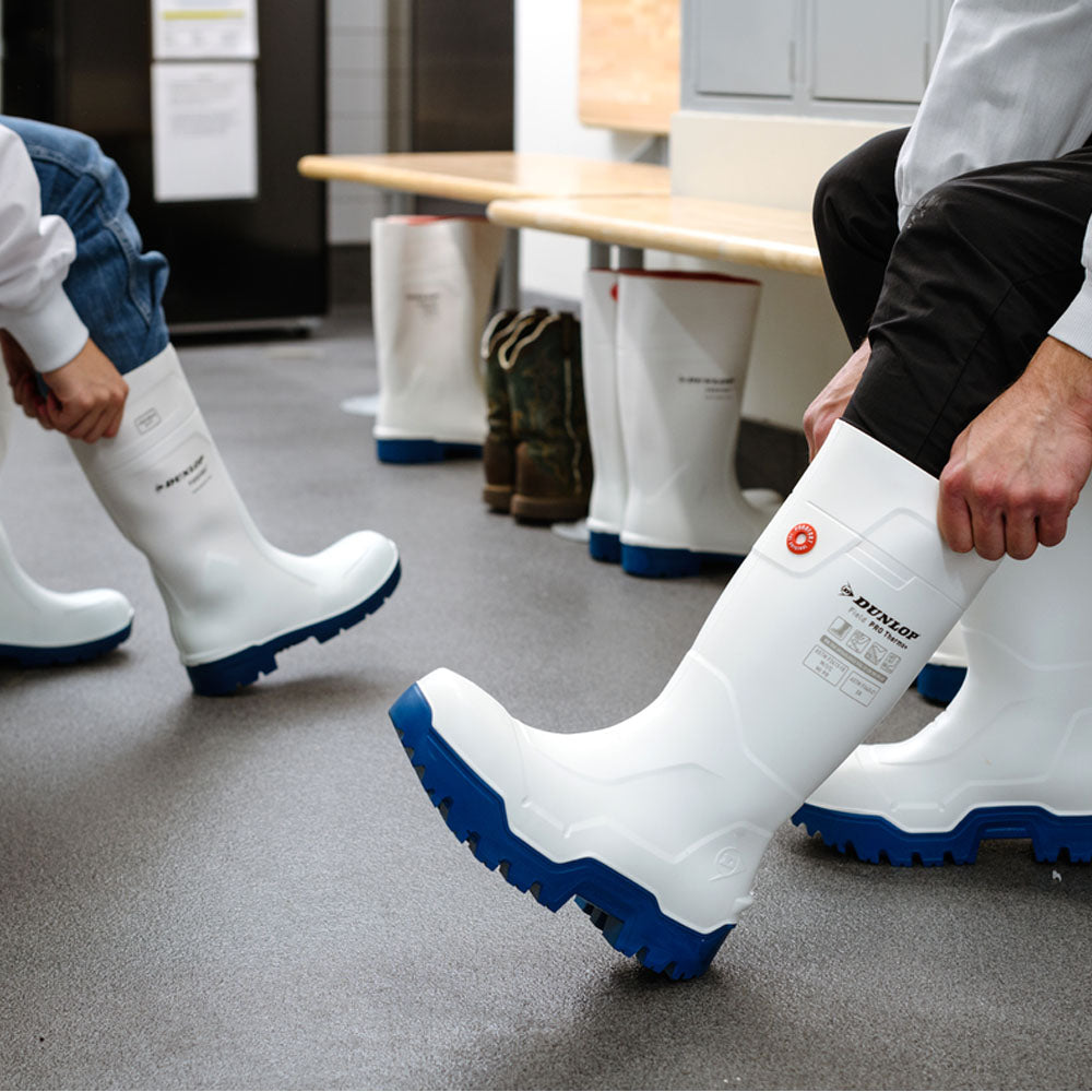 Dunlop FieldPRO Thermo+ stivali di sicurezza purofort bianco/blu