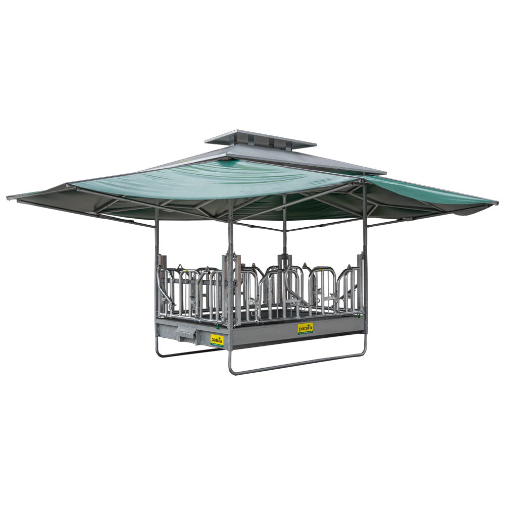 Mangiatore per rotoballe protetto dalle intemperie con griglia svedese