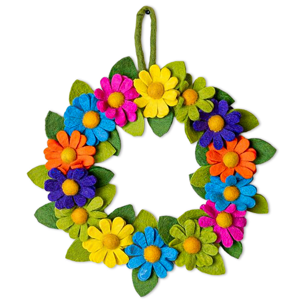 Ghirlanda in feltro XL fatta a mano con margherite