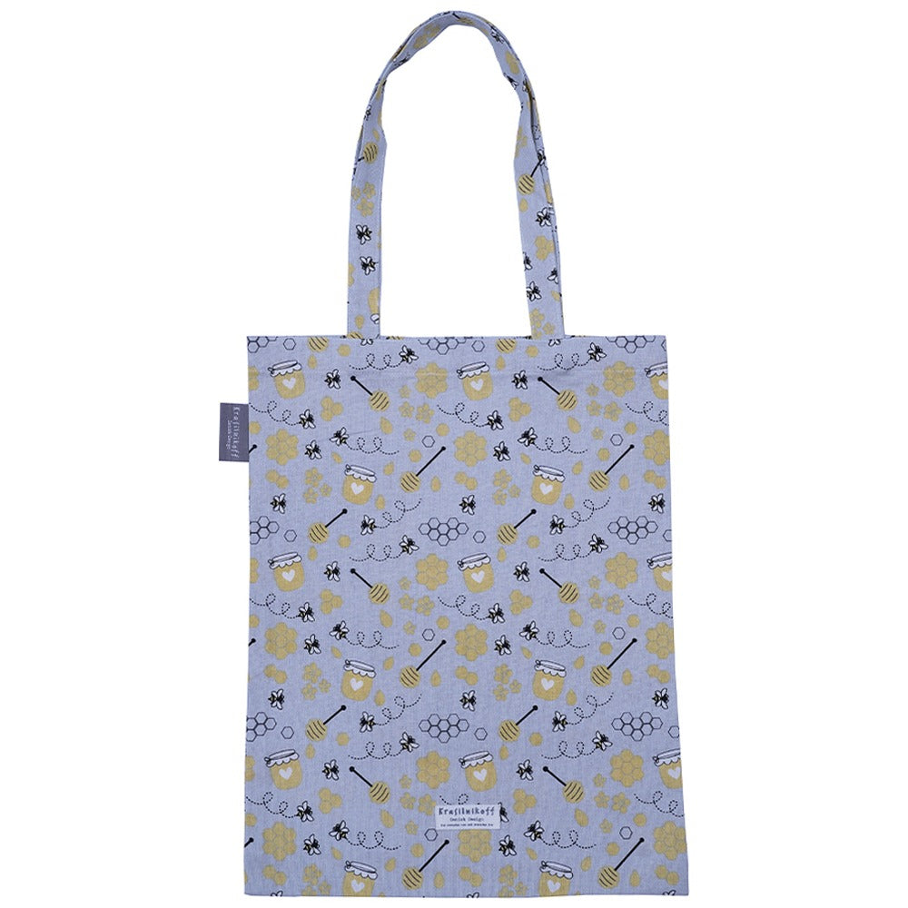 Borsa shopper in cotone Grey Bee – 35×45cm