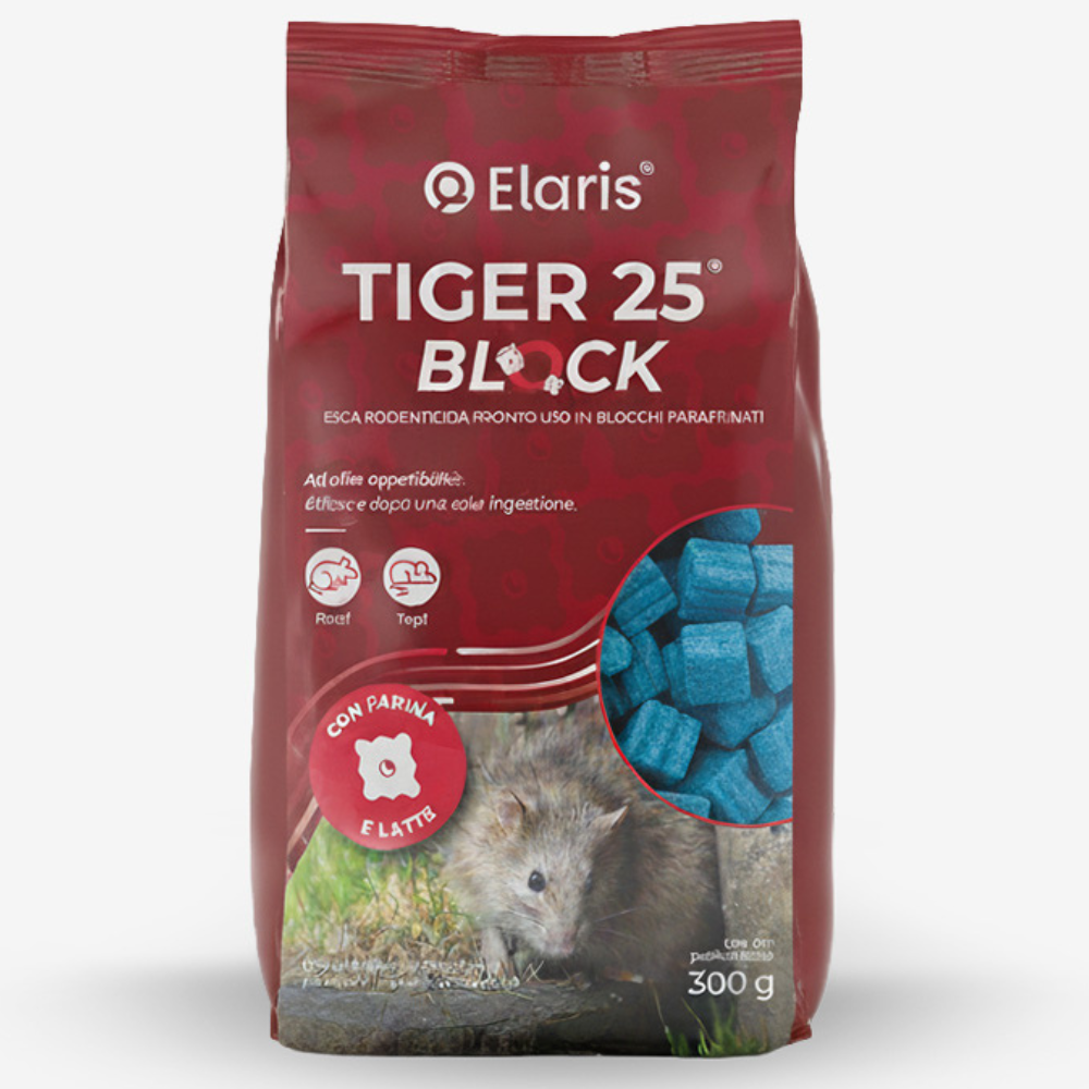 Tiger 25 Block - Rodentizid-Blockköder mit Paraffin 