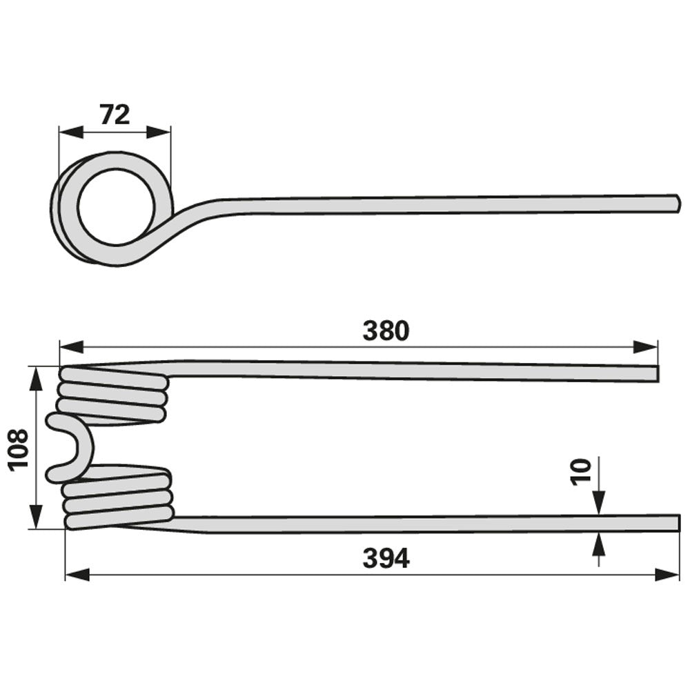Dente per voltafieno, destro, bianco segnale – Pöttinger