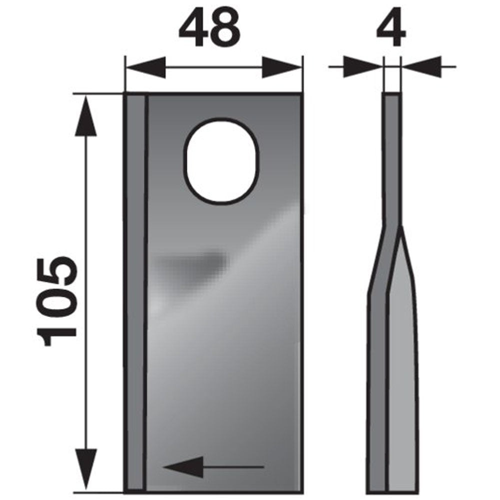 Kreiselmäherklinge rechts für Deutz, 105 x 50mm – 25 Stück