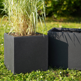 Vaso CUBE in Granito – Fioriera Quadrata da Esterno Moderna