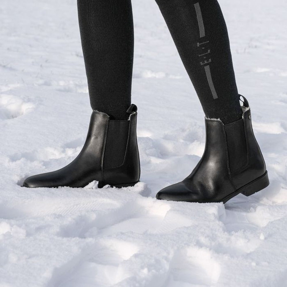 Stivaletti Jodhpur Invernali Pelle Eleganti Caldi Antiscivolo - Nero