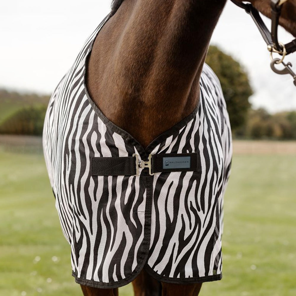 Black-White Zebra Fly Rug with Cross Surcingles