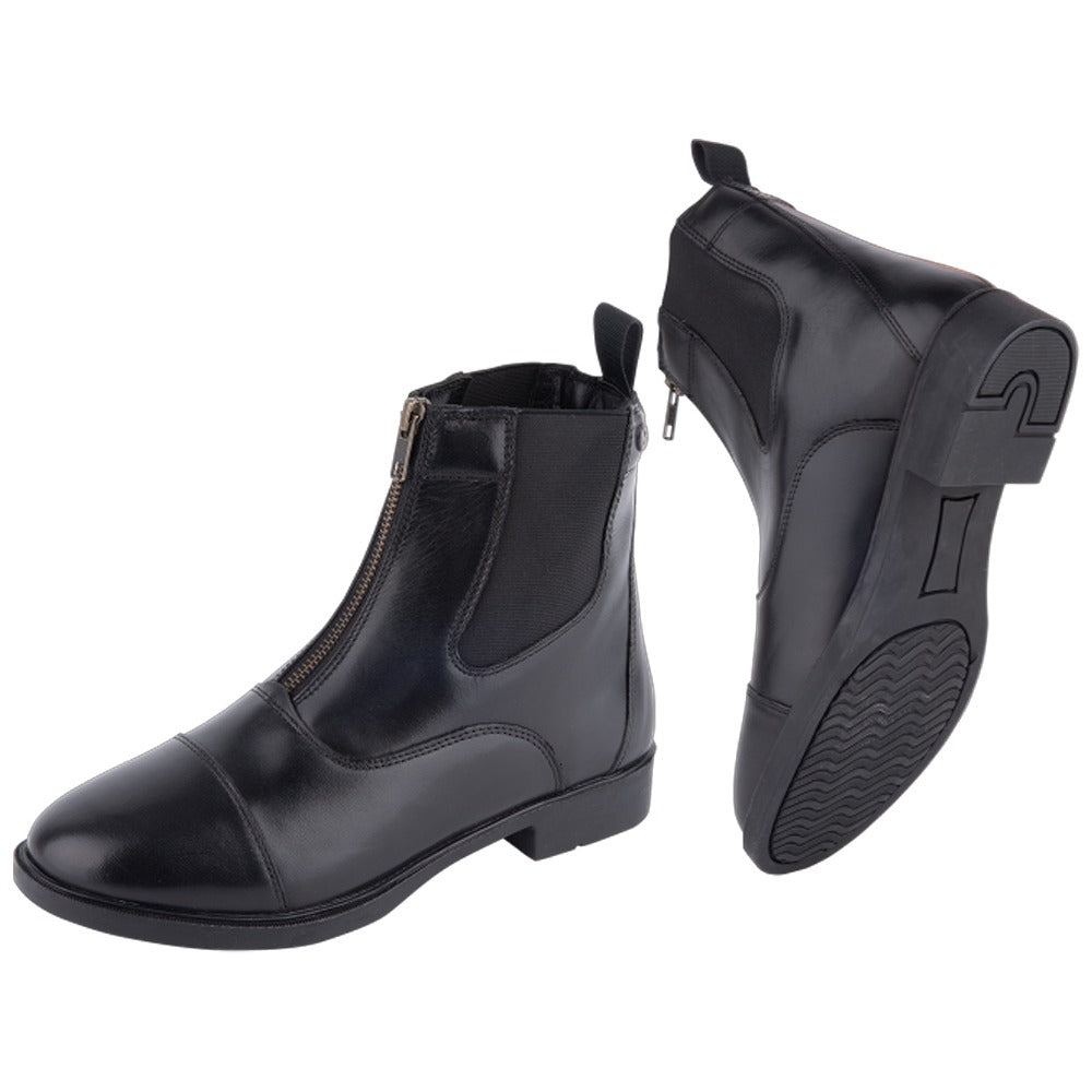 Boston Jodhpurstiefelette Leder Reitsport Schuhe Schwarz Komfort