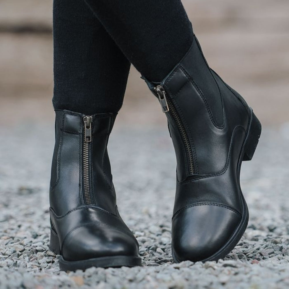 Boston Jodhpurstiefelette Leder Reitsport Schuhe Schwarz Komfort