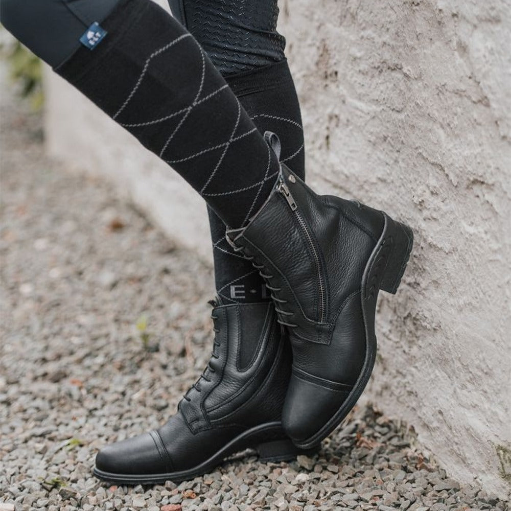 Newcastle Jodhpur Schnürstiefelette Leder Komfort Reitsport Schwarz