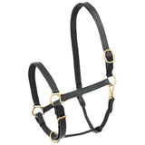 STAR Robust Black Leather Halter Adjustable Padded Horse Halter