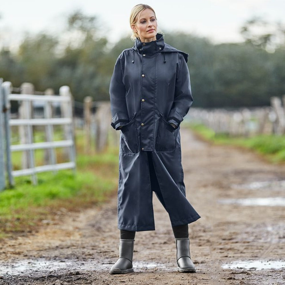 Dover Waterproof Riding Rain Coat Navy Blue Outdoor Horse Jacket