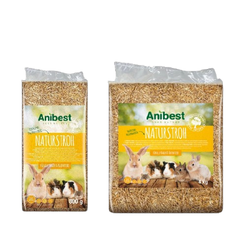 Anibest Naturstroh 4kg und 800g – Einstreu für Kleintiere, Saugfähig und Wärmedämmend