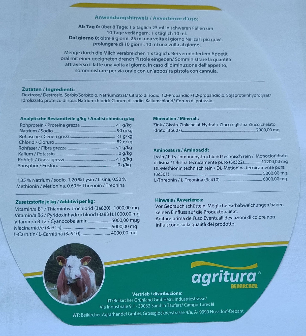 Mangime complementare Agritura Krypt-O-Stop L liquido Fmper vitelli 3lt