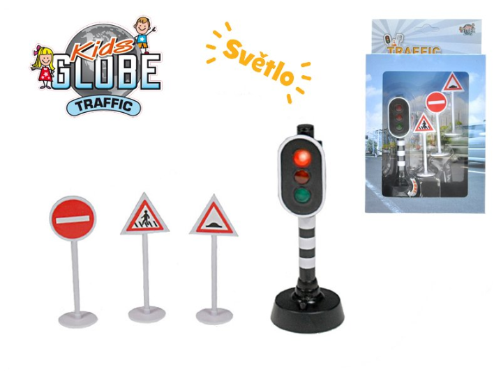 Kids Globe Semaforo per bambini 13 cm alimentato a batteria con luce + 3 pennarelli in una scatola