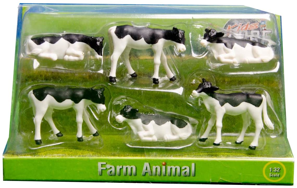 Set di sei vitelli in plastica fattoria scala 1:32 Kids Globe - modellismo o per gioco